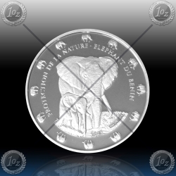 1oz  BENIN 1000 FRANCS - ELEPHANTS 2015 "Protection de la Nature" BU